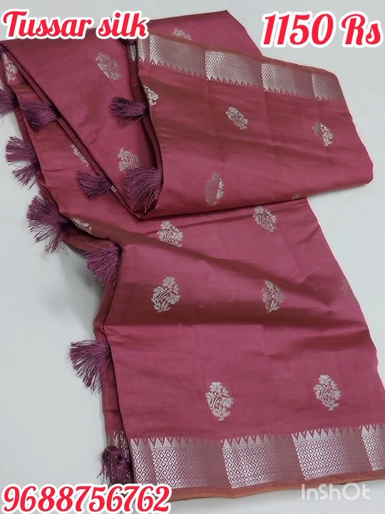 Tussar silk sarees with Blouse offer sale 1150 Rs Ship Extra๐๐๐
