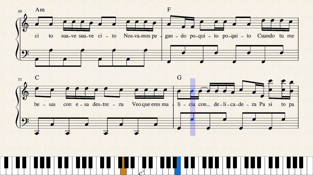 Despacito Piano Sheet Music Luis Fonsi ft Daddy Yankee