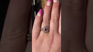 Stunning 18ct Yellow Gold Natural Ruby And Diamond Ring Profile