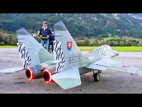 HUGE MIG-29 RC TURBINE JET WITH FIRE AND SMOKE FLIGHT DEMONSTRATION