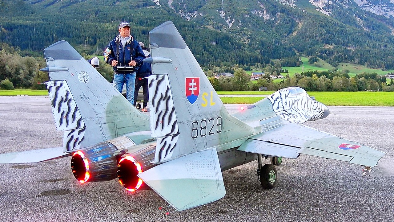 HUGE MIG-29 RC TURBINE JET WITH FIRE AND SMOKE FLIGHT DEMONSTRATION