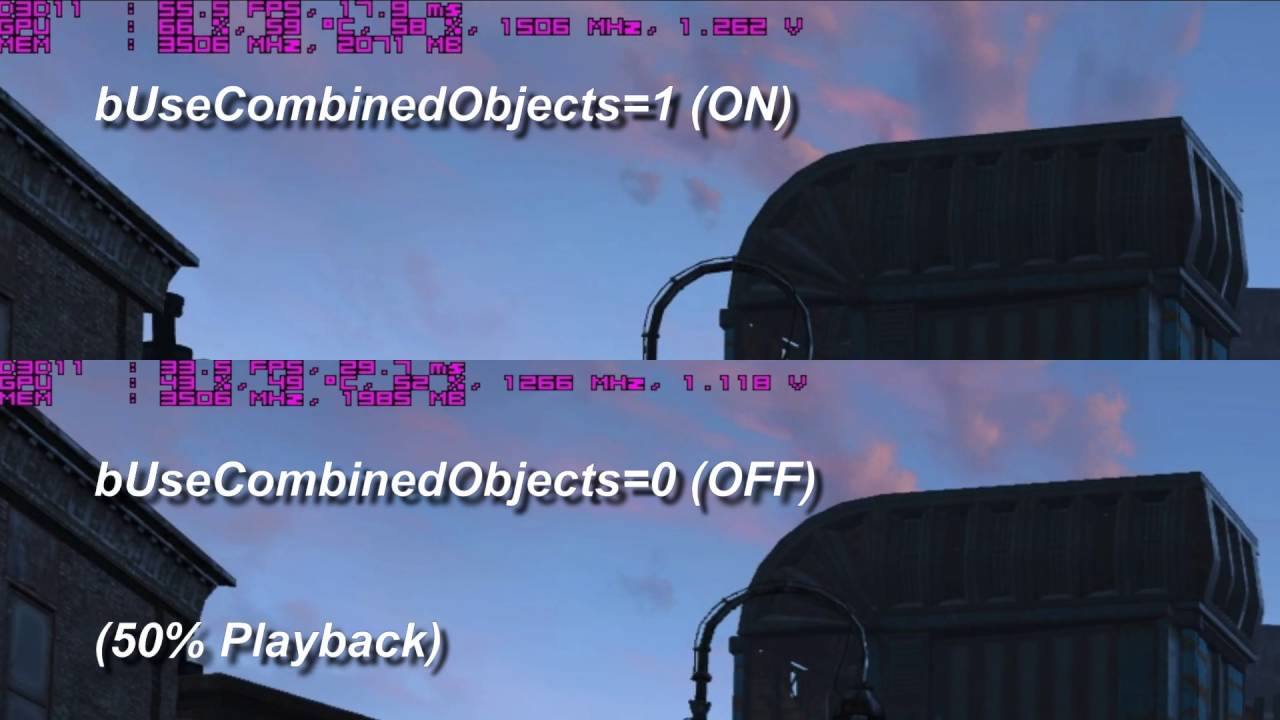 Fallout 4 Performance - bUseCombinedObjects ON vs OFF