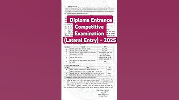 Diploma Entrance Competitive Examination (Lateral Entry)  2025 #diploma #polytechnic