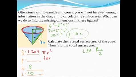 Calculating the surface area of pyramids and cones when the slant height is not given