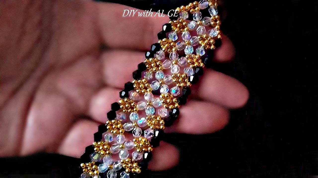 Crystal Beads Bracelet Tutorial How to make Beaded Bracelet with Bicone ...