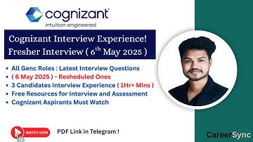 Freshers Cognizant Interview Experience ! 6 May 2025 | All Cluster Important Questions #cognizant