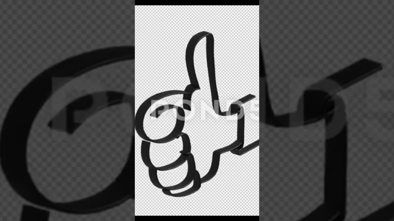 Thumbs Up Like Animation Line Drawing 3D Icon On Transparent Background
