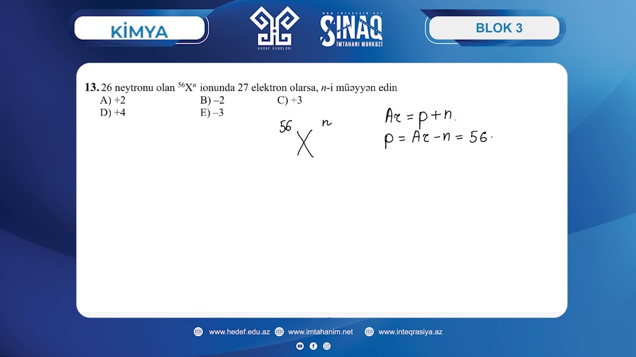 Hədəf. Sınaq. Kimya. 9-cu sinif. 22.01.2023