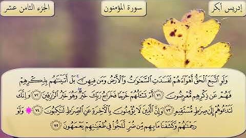 سورة المؤمنون للقارئ إدريس أبكر - بدون إعلانات - surat el moamenon