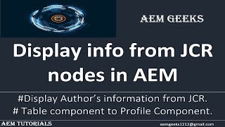 Tut #4 | Display information from jcr nodes in aem