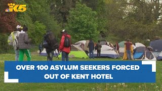 Over 100 asylum seekers forced out of Kent hotel, now in encampment in Seattle park