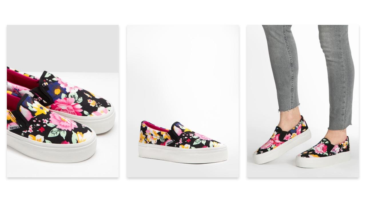 Trampki Slipony Spring Black Flower Slip On - DeeZee.pl