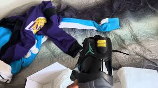 New pickup from alibaba .. Lakers warm-up jackets and air Jordan 11 gammas 