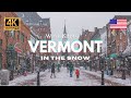  vermont winter walking tour usa  walking downtown in the snow 4kr60fps