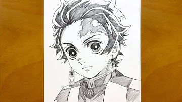 How to draw Tanjiro Kamado from Demon Slayer | Anime drawing videos for beginners | Anime sketch