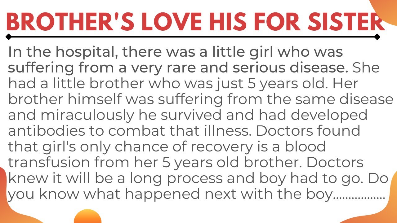 Brother's Love A Short Story on Brothers love for his