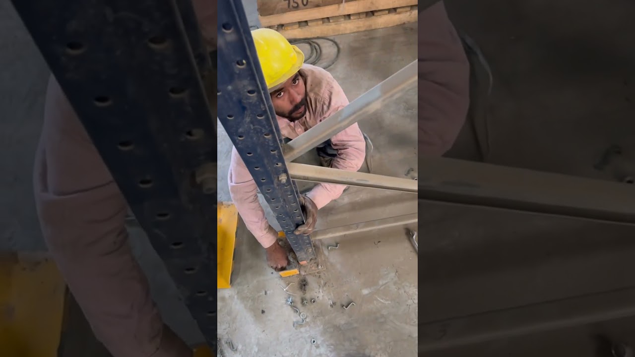 Dismantled industrial storage racks