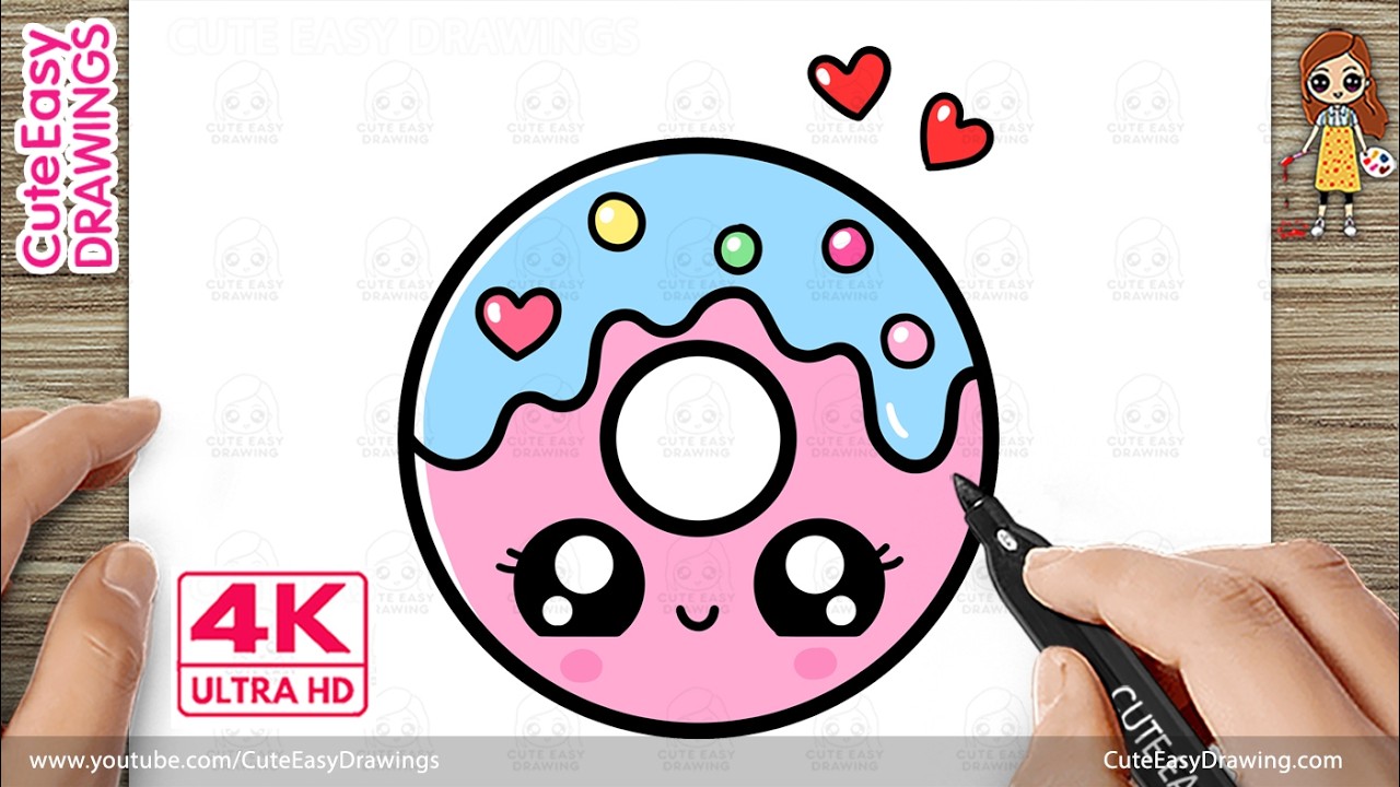 How to Draw a Cute Donut- Easy Step by Step for Kids and Toddlers