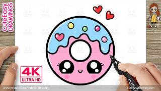 how draw cute donut easy step step kids toddlers