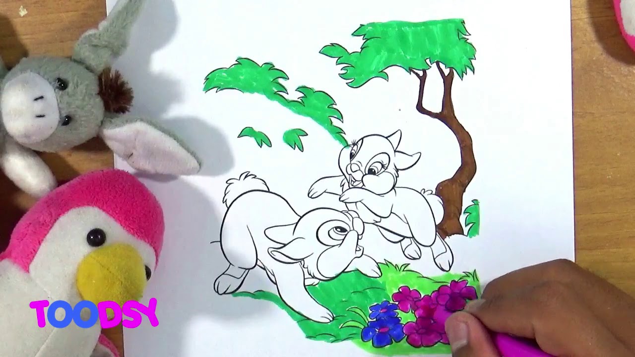 How to Color Thumper Playing Around With Miss Bunny Coloring Page - YouTube