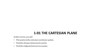 Precalculus 1-01 The Cartesian Plane