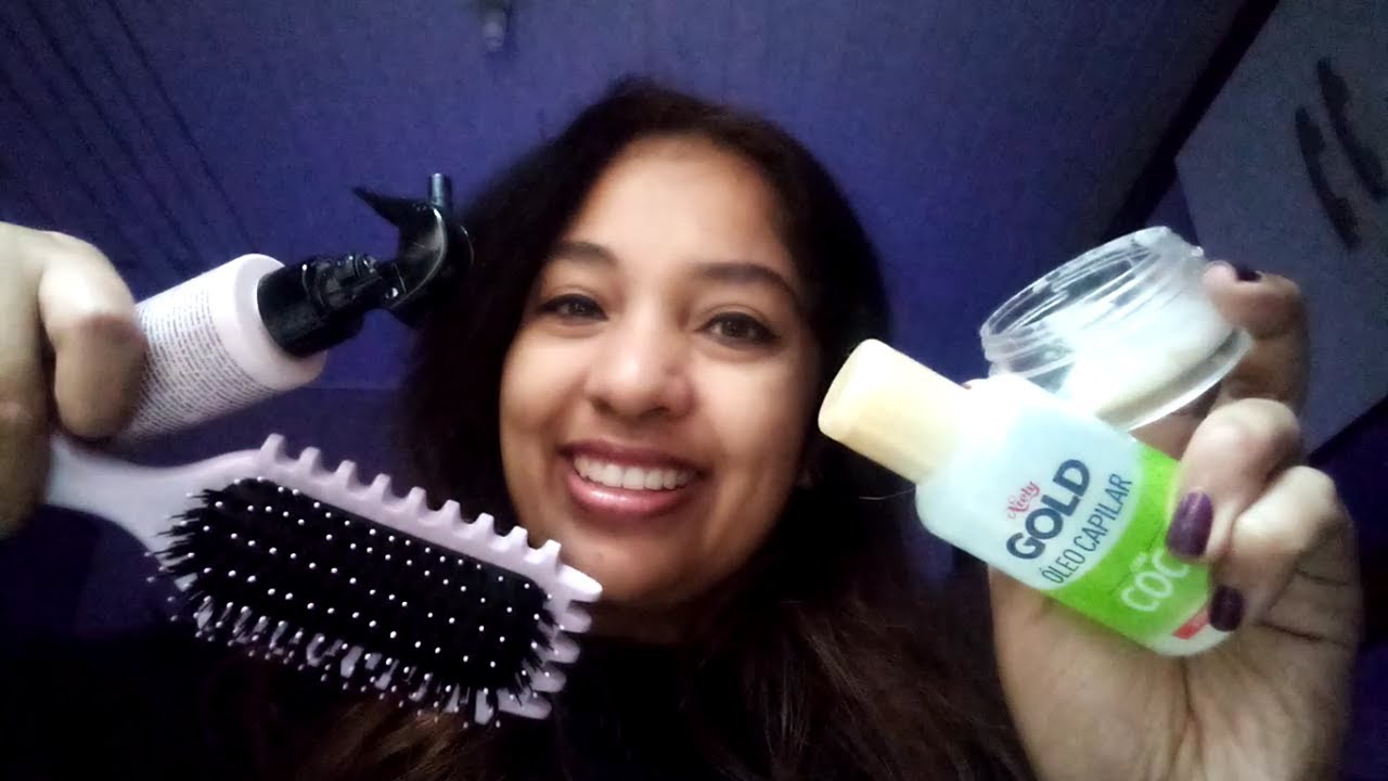 ASMR Amiga cuidando do seu cabelo ressecado: Spray, pomadas, óleo, escovação, separando mechas💆‍♀️🌸🌙