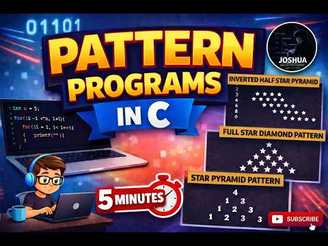 “C Pattern Programs in 5 Minutes 🔥 (Star Pyramid, Diamond)”