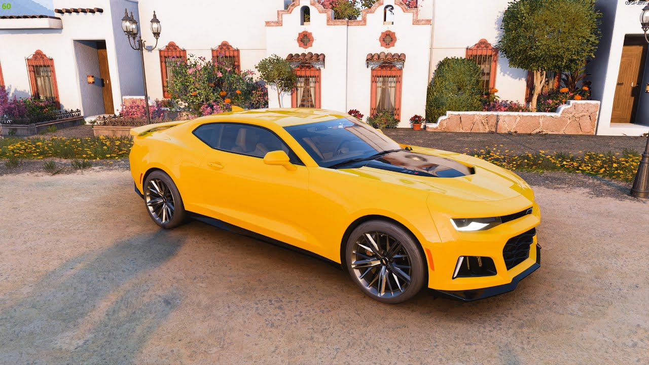 Forza Horizon 5 . Chevrolet Camaro ZL1 2017 . Car Show Speed Jump Crash Test Drive . 4K 60fps.