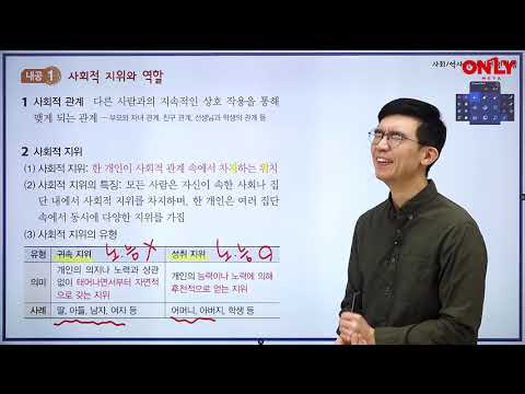 [<strong>중3사회</strong>] 사회적 지위와 역할 - 온리원 김민석 선생님