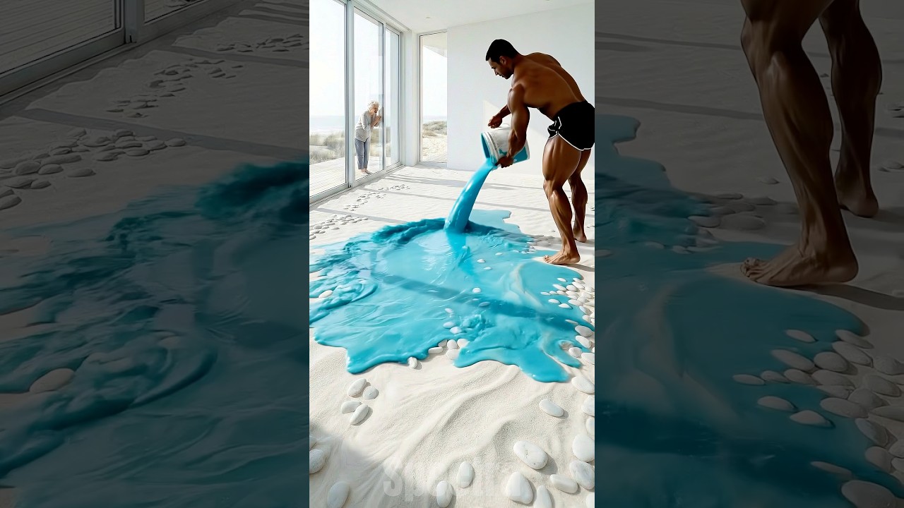 THIS FLOOR IS UNREAL 😱 Stone Ocean Beach Epoxy Floor