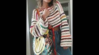 بلوفر كروشيه شتوى - Winter crochet blouse 2023 part 1