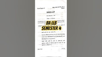 political science (major) BA LLB semester 4 2022-27 | vinoba bhave university VBU | ulc hazaribagh