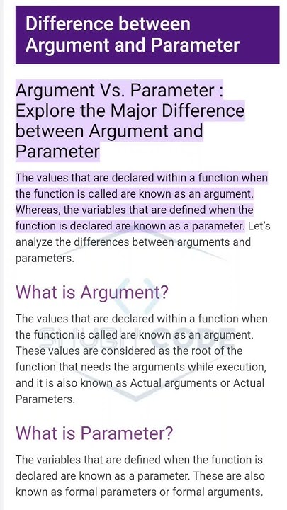 Parameters vs Argument || Argument vs Parameter || difference between ...