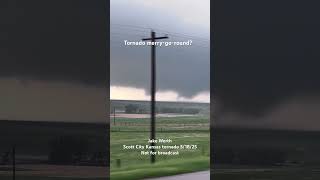 Multi Vortex Wedge Dropping Down North Of Scott City Kansas.