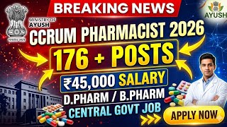 CCRUM Pharmacist Recruitment 2026 | Central Govt Job | Salary ₹45,000 | Syllabus & Eligibility | ...