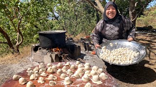 حياة الريف?? تحضير أطيب شيش برك بدبس الرمان ❤️على نار الحطب ?