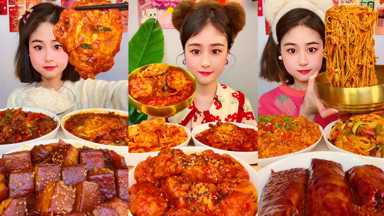 Chinese Street Food Mukbang Braised Pork Belly and Curry Rice Challenge \\\ ASMR EATING!