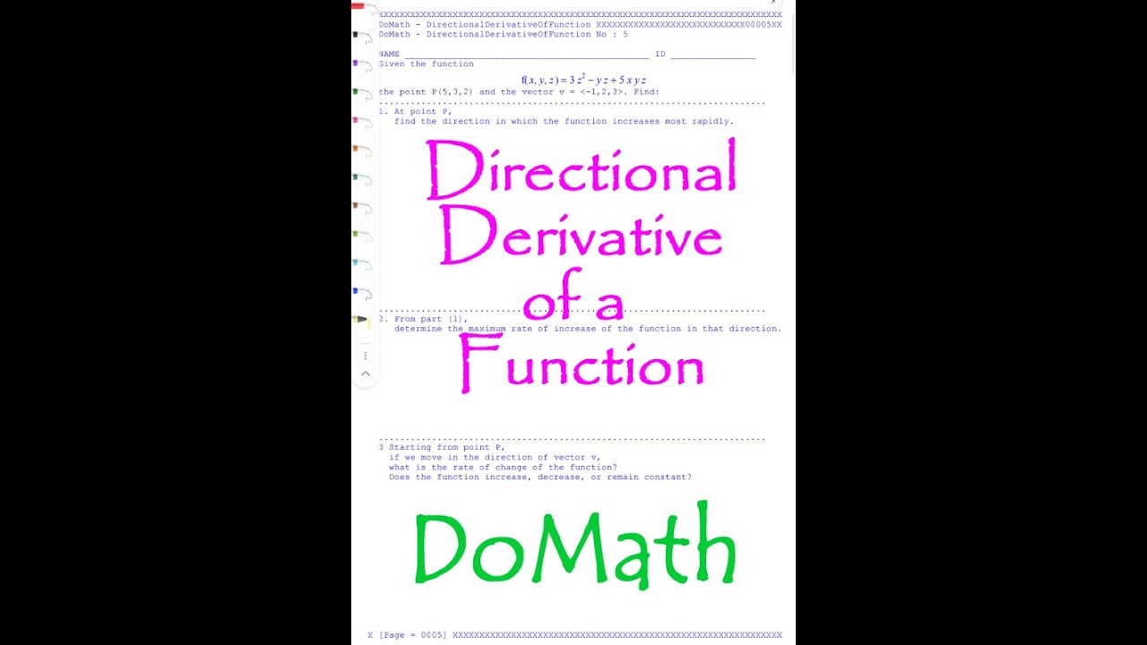 DoMath-Calculus : Partial Derivatives :  Directional Derivative of a Function No05