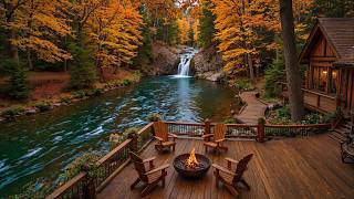 Cozy Golden Autumn Riverside Escape 🍁🔥 Soft Piano & Crackling Campfire for Relaxation & Peace screenshot 2