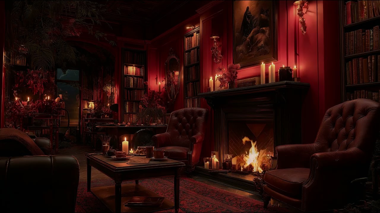 Gentle Fire Crackling in a Cozy Library – Warm Ambience for Reading, Focus, and Deep Sleep