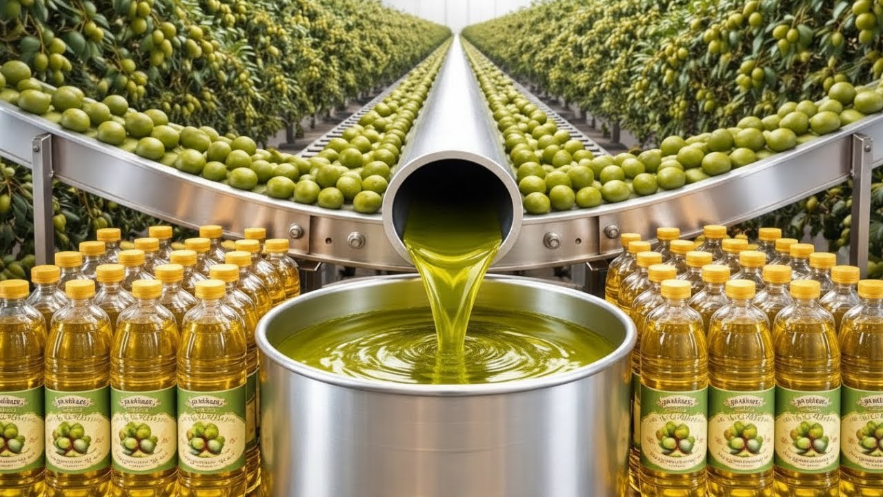 Inside an Olive Oil Factory 🫒 | Extra Virgin Olive Oil Production | From Grove to Bottle | 4K
