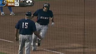 Mike Hessman hits a long homer for the Mud Hens