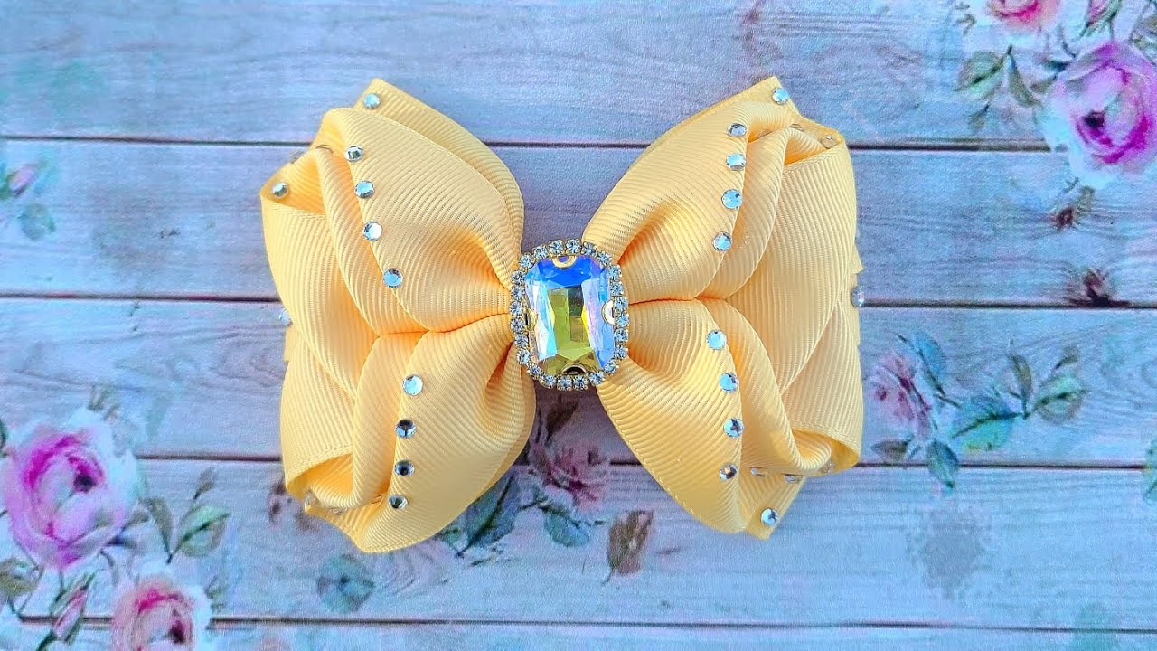 Moño sencillo y Fácil de hacer con listón de 4 cm (Lazo para el cabello)