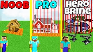 Minecraft Battle: NOOB vs PRO vs HEROBRINE: SAFEST HOUSE BUILD CHALLENGE / Animation