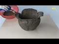 How to make flower pots from cement and cabbage leaves