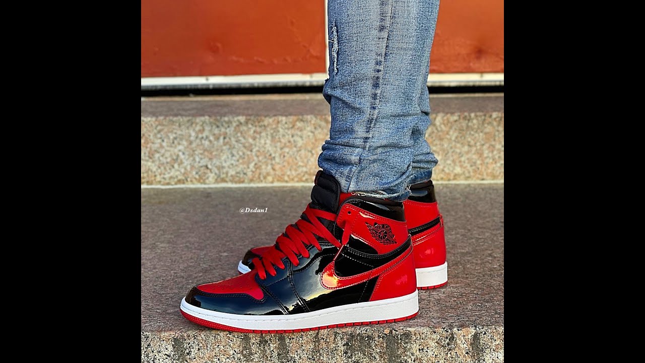 AIR 1 "BRED PATENT LEATHER” REVIEW & FEET! 🔥 - YouTube
