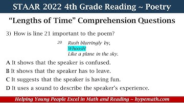 2022 STAAR Reading ~ 4th Grade (Poetry) Part 2
