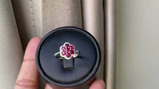 Ruby and diamond flower ring