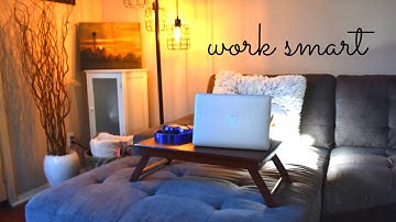 Work smart in bed or sitting at sofa, lap desk with tilted top