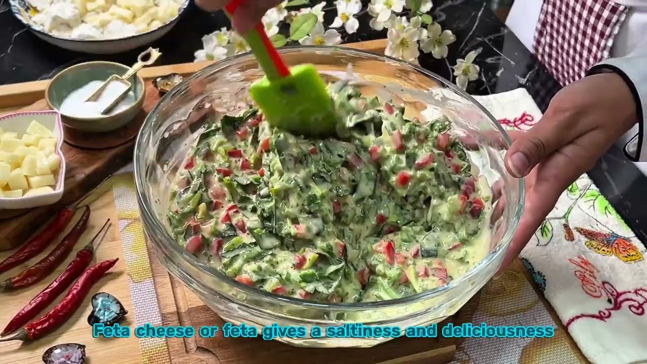 اسفناج به خوشمزه ترین روش😋همیشه برای مهمون هام درست میکنم🤝سه سوته✅